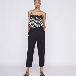 Stella McCartney Dawson Wool Pleated High Rise Tapered Leg Ankle Pants Black 6